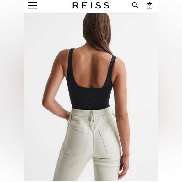 NWT REISS Laurie Square Neck Wide Straps sleeveless jersey Thong bodysuit top - Picture 17 of 17